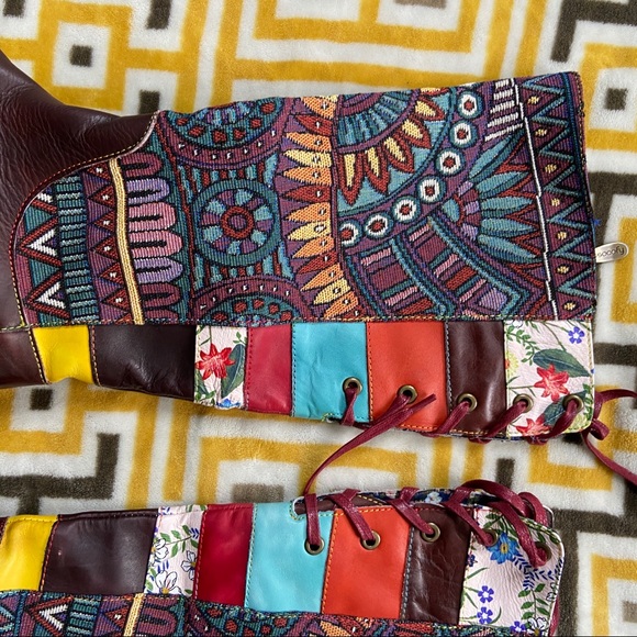 🌹Socofy Boho Tribal Brown Knee Boots Womens 7 - Picture 5 of 16